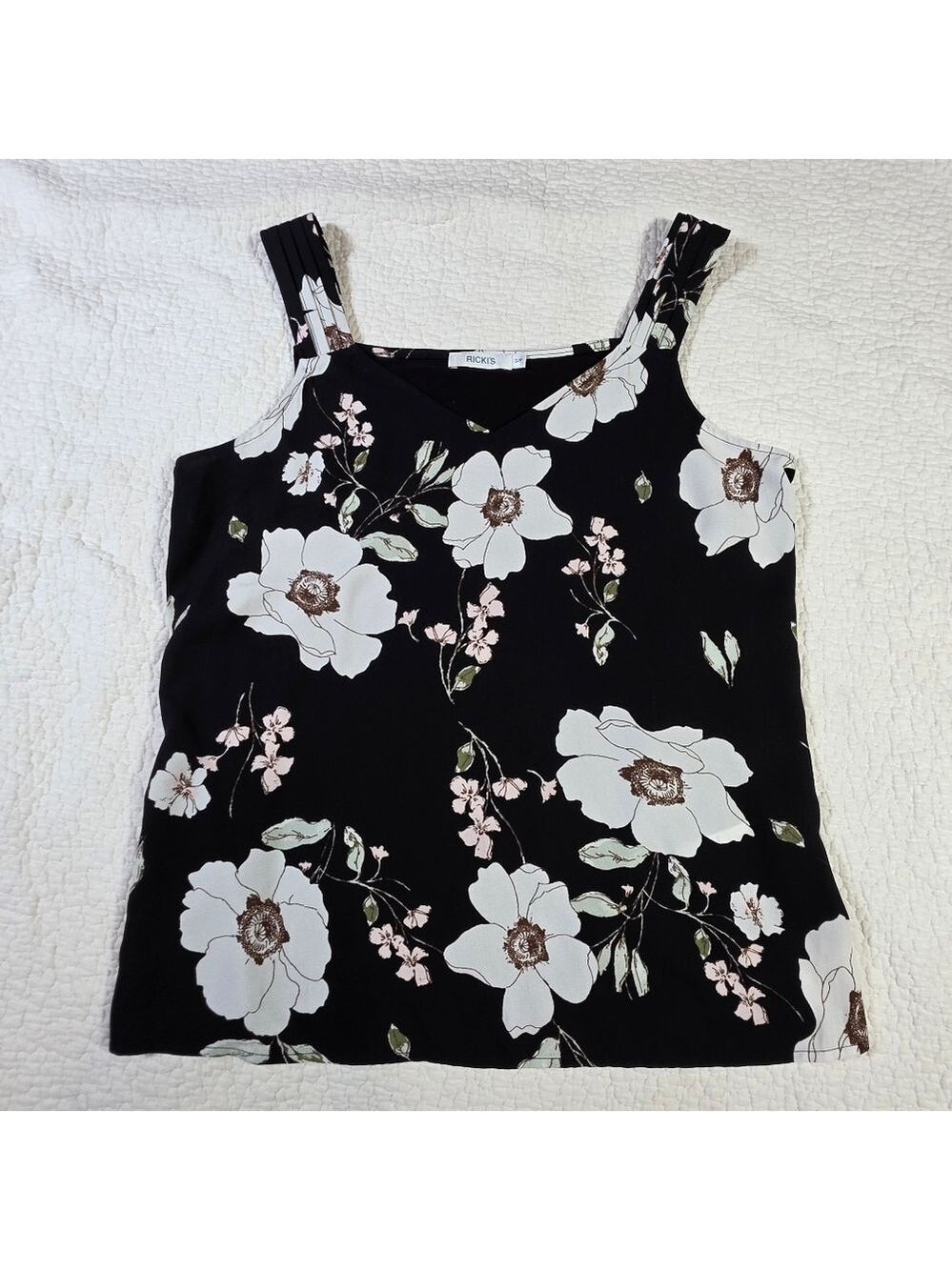 Ricki's Black Floral Sleeveless Blouse
